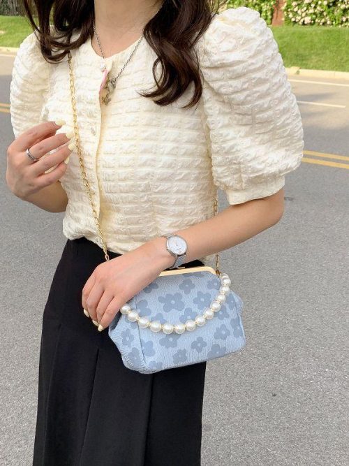 Tasha Blue Flower Print Purse Handbag