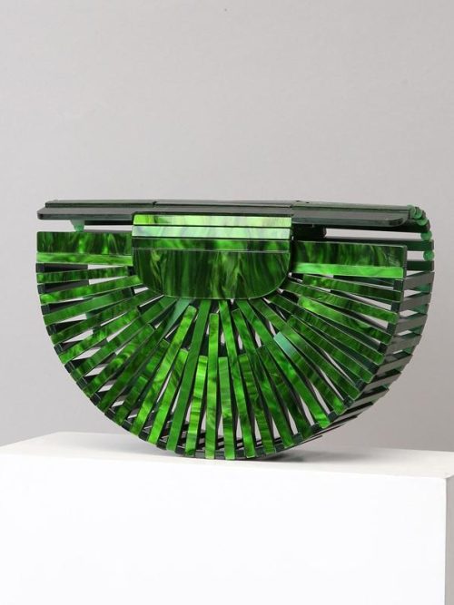 Hibbi Green Marble Hollow Acrylic Shoulder Bag
