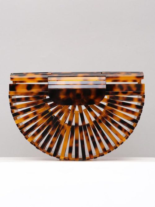 Hibbi Leopard Hollow Acrylic Shoulder Bag
