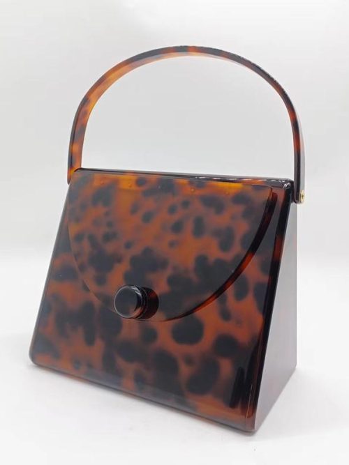 Hilary Leopard Brown Acrylic Purse Handbag