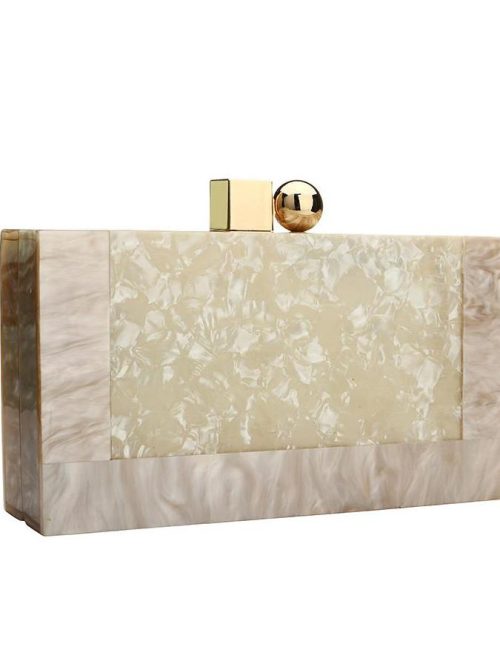 July Marble White Clutch Bag