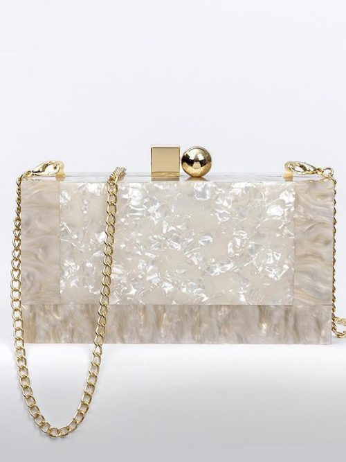 July Marble White Clutch Bag