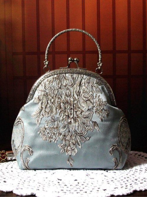 Envy Vintage Silver Embroidery Purse Handbag