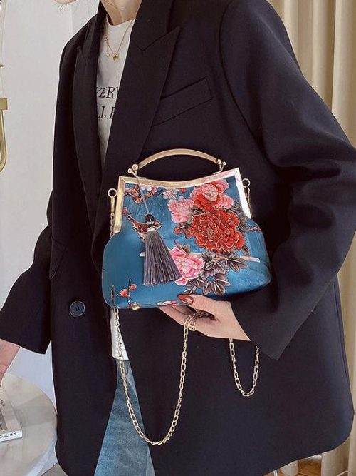 Amal Vintage Floral Tassel Handbag