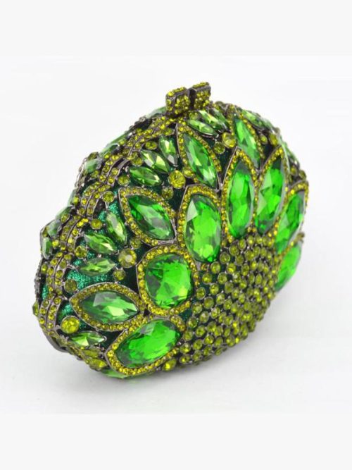 Kylie Green Peacock Rhinestone Evening Clutch