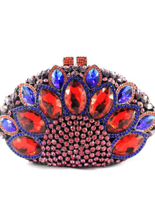 Kylie Red Peacock Rhinestone Evening Clutch