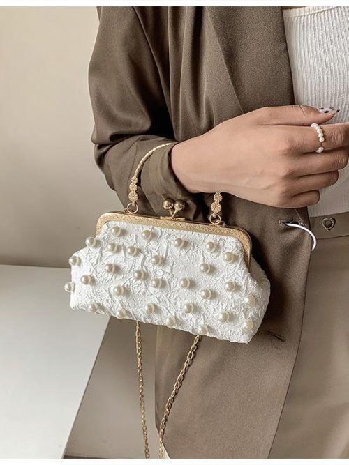 Simone Pearl Purse Handbag – White