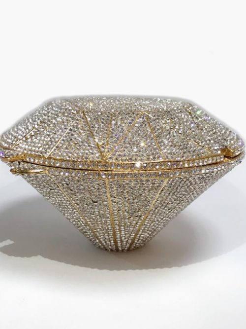 Tyra Diamond Crystal Clutch Bag – Gold