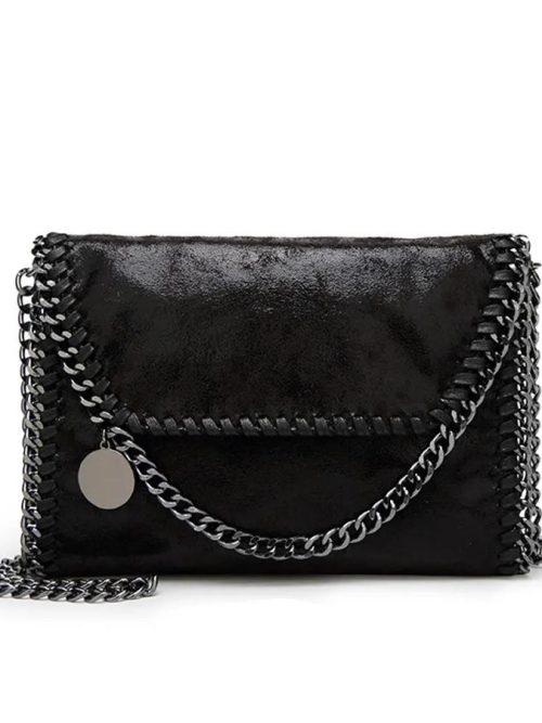 Cleo Suede Chain Clutch Bag – Gold