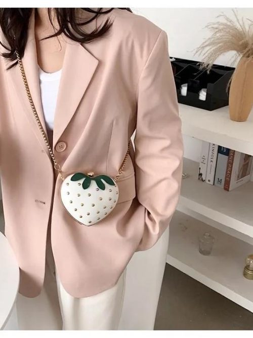 Vanya White Strawberry Shoulder Bag