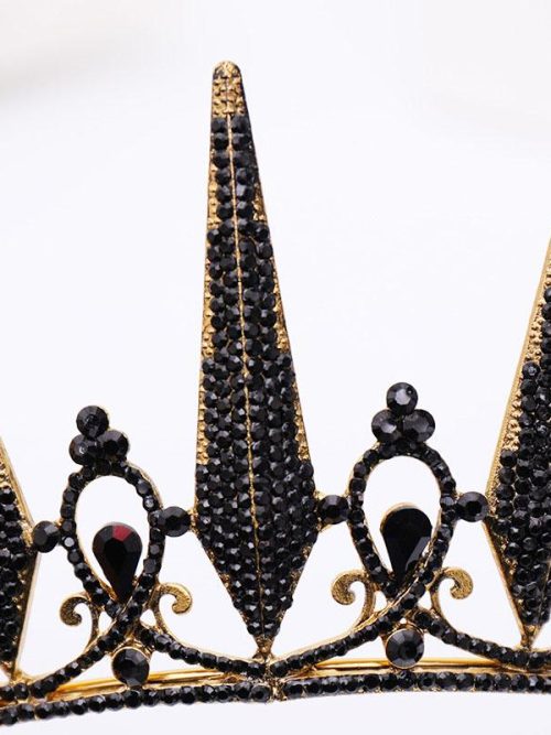 Vinté Pointed Black Crystal Crown Tiara