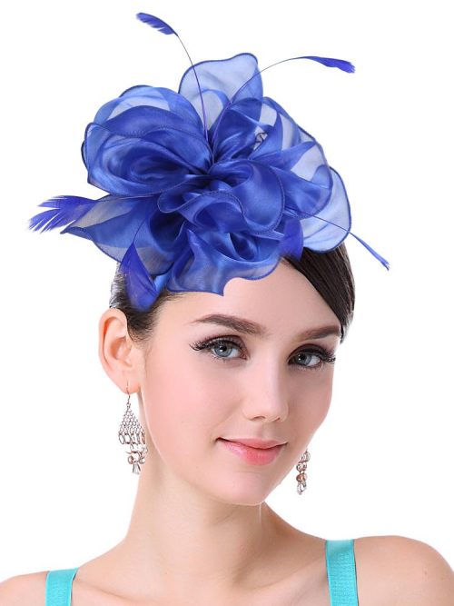 Anna Organza Feather Fascinator – Black