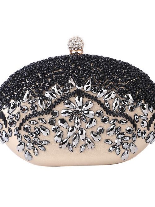 Belinda Beaded Evening Clutch Purse – Beige