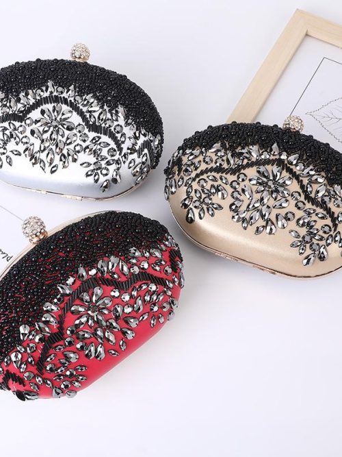 Belinda Beaded Evening Clutch Purse – Red