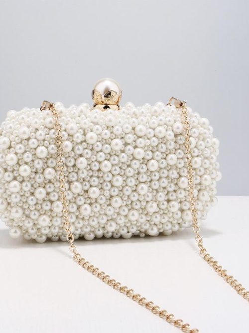 June White Pearl Clutch Bag