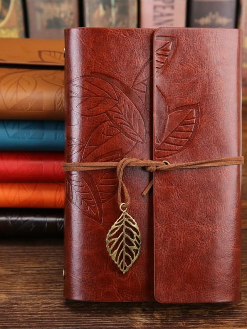 Viola Leaf Leather Notebook – Brown