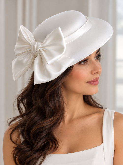 Aubrey Knot Wide Brim Hat – White
