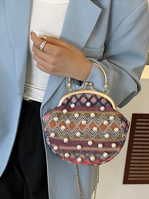 Stacy Pink Rainbow Pearl Purse Handbag