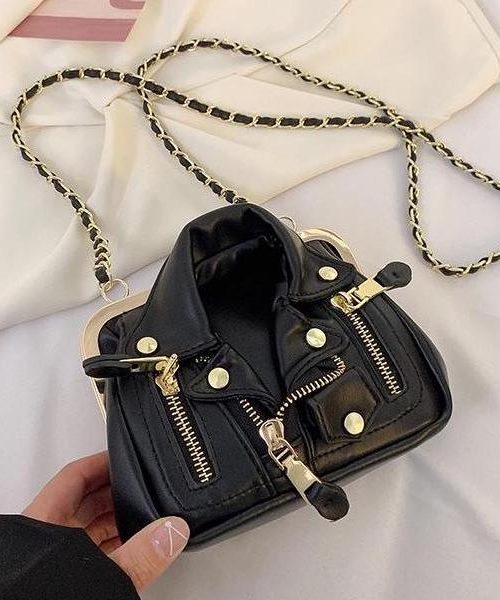 Sinita Leather Jacket Handbag – Black