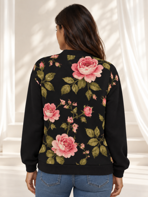 Svea Floral Knitted Cardigan – Black