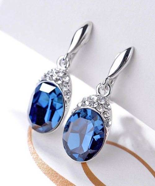 Selia Blue Water Drop Clip Earrings