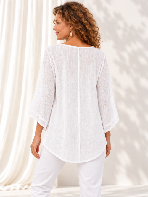 Deris Floral V-Neck Blouse – White