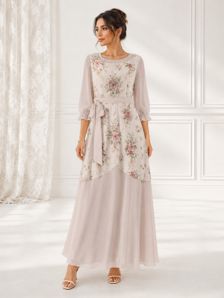 calamine floral maxi dress model front