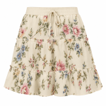 cream ruffled mini skirt flat front