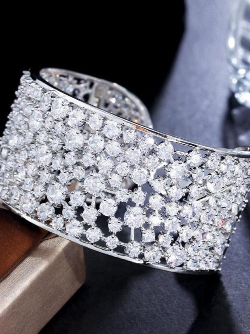 Georgina Round Zirconia Cuff Bracelet
