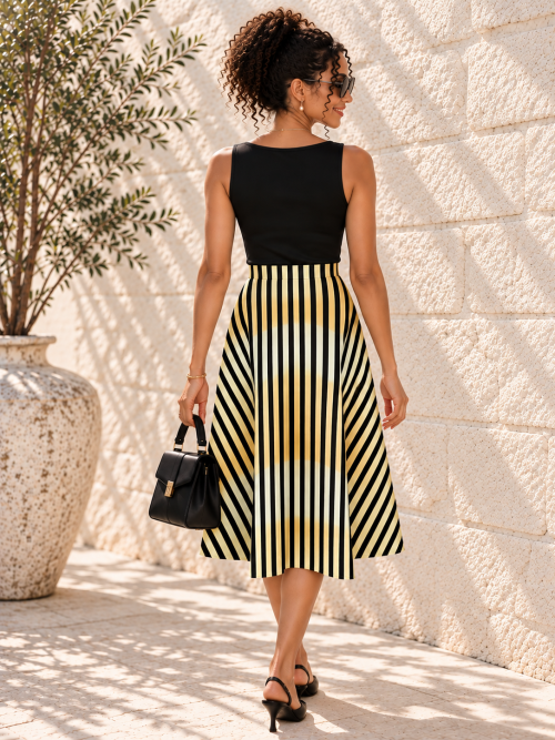 Idoni Striped Maxi Skirt – Gold