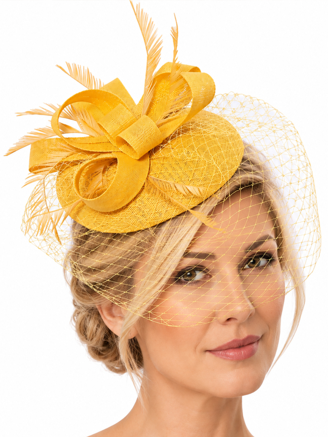 yellow mustard fascinator Pritzy